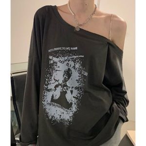Cold Shoulder Long Sleeve Oversized Tee